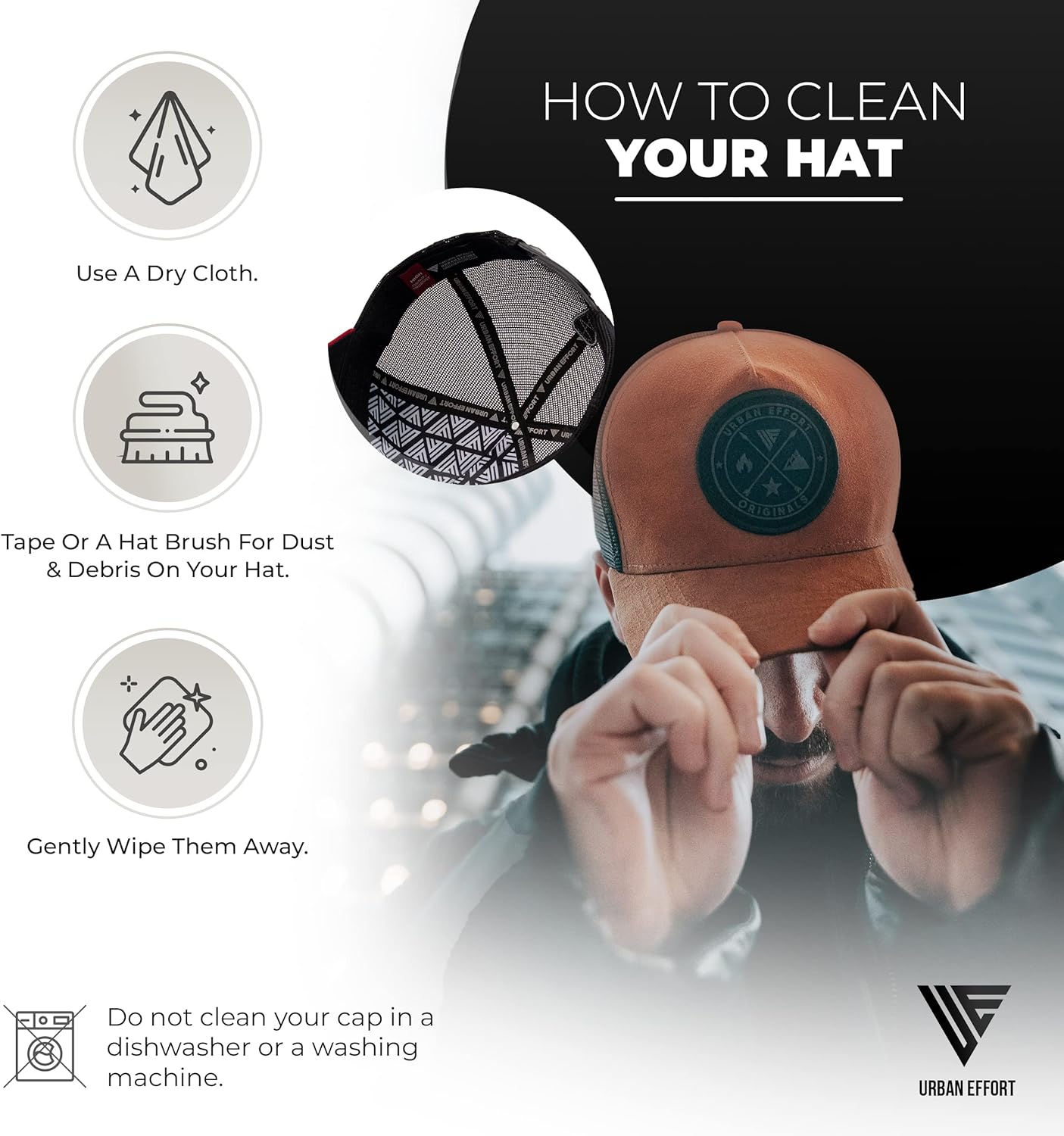 Urban Effort Mesh Back Cap - for Men and Women Baseball Hat 5-Panel Trucker Hat - Great Snapback Closure for Hunting & Hiking - Image 4